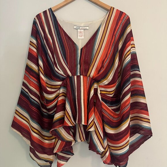 A. Calin Flying Tomato Kimono Striped Blouse Boho Chic Top - Medium - Picture 2 of 5
